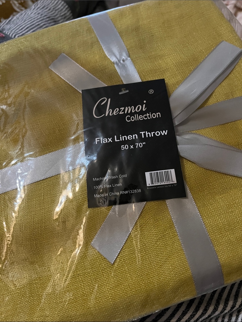 Flax Linen Throw in Mustard Yellow~ Chezmoi Collection~ 💯 Linen